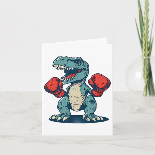 Carte Boxe Dinosaure Boxer Dino Kickboxing T-rex Boxe (Devant)