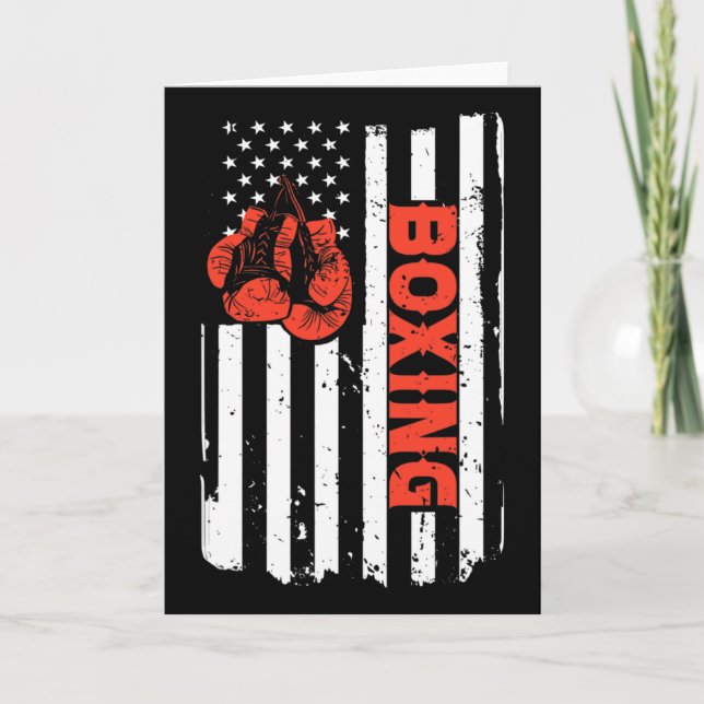 Carte Boxe Drapeau États-Unis MMA Combattant Kickboxing  (Devant)