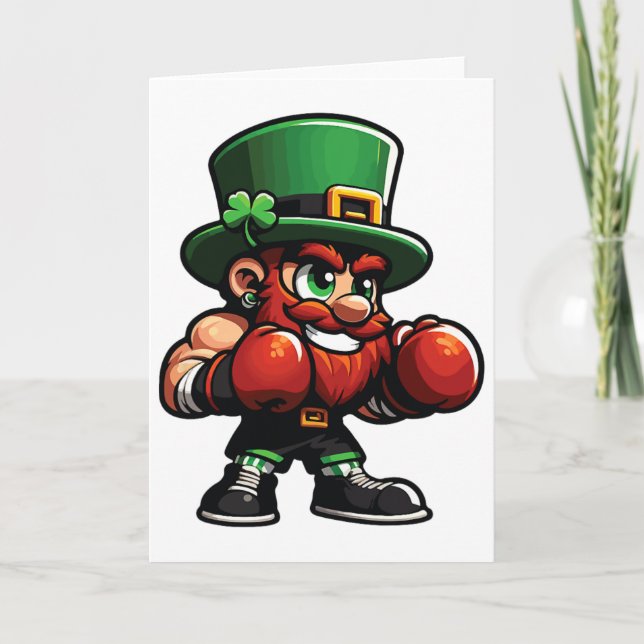 Carte Boxe drôle St. Patrick Day Lucky Irish Shamrock  (Devant)