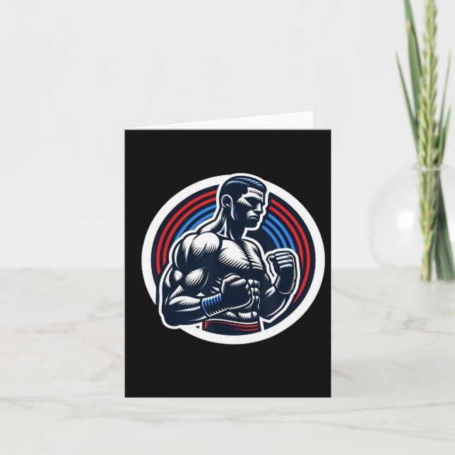 Carte Boxe Logo Boxer Forte Boxer Noir Rouge Et Bleu Sil (Devant)
