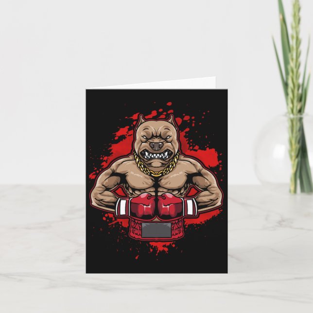 Carte Boxe Pit Bull Aime Pitbulls Entraînement Chien Ani (Devant)