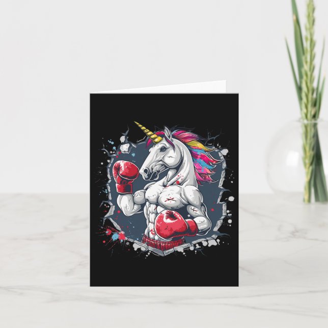 Carte Boxe Unicorne Avec Gants De Boxe Kickboxing Drôle (Devant)