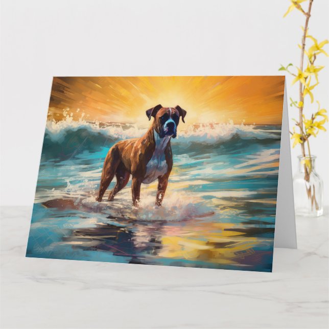 Carte Boxer Beach Surfing Peinture (Fleur jaune)