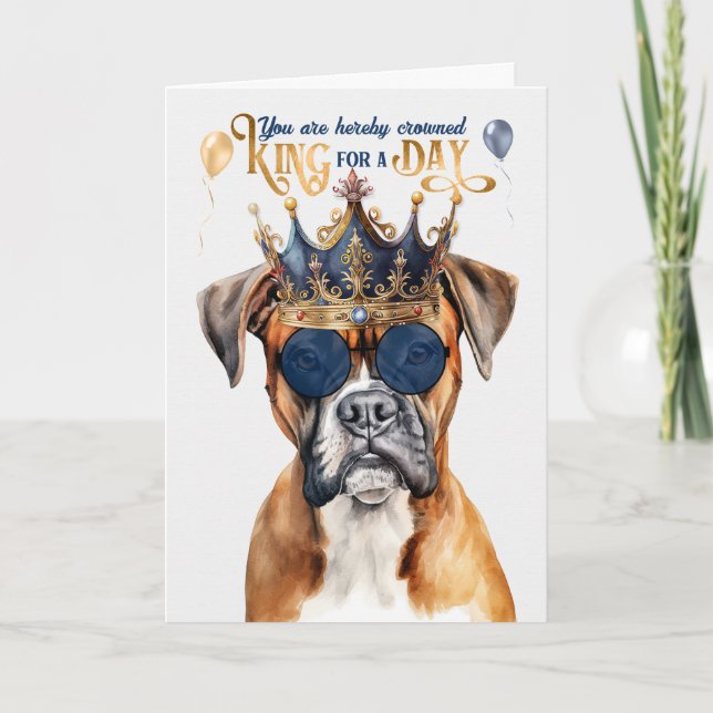 Carte Boxer Chien King pour une journée d'anniversaire d (Devant)