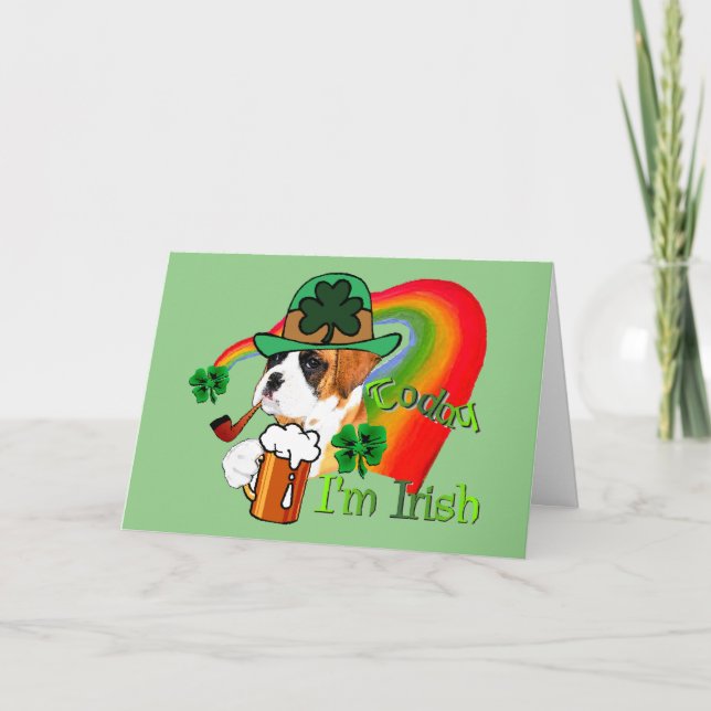 Carte Boxer Chien St Patrick's Day (Devant)