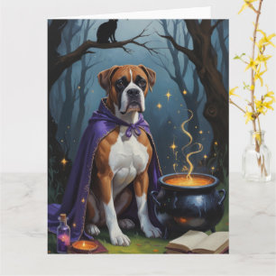 Carte Boxer Chien Whimsical Halloween Peinture