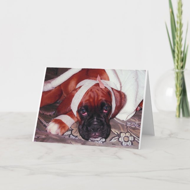 Carte Boxer Dog 'Get Well Bientôt' (Devant)