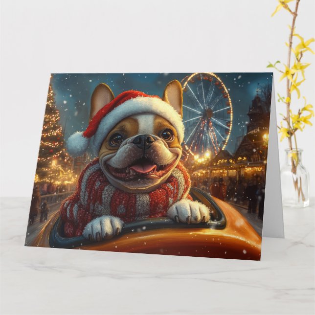 Carte Boxer Dog Montagnes Russes Noël (Fleur jaune)