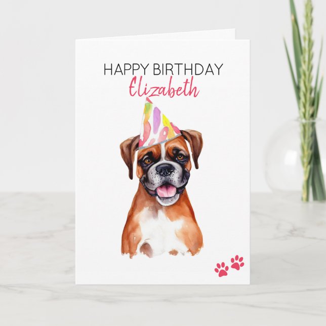 Carte Boxer Dog Personnalisé Joyeux Anniversaire (Devant)