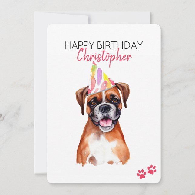 Carte Boxer Dog Personnalisé Joyeux Anniversaire (Devant)
