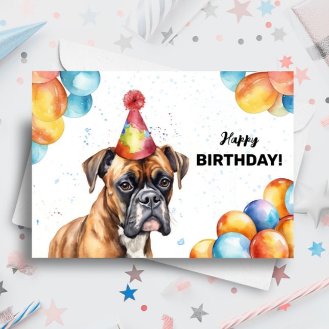 Carte Boxer Dog Portrait Joli Pet Party Joyeux Anniversa (Créateur téléchargé)