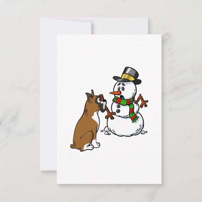 Carte Boxer Dog Snowman (Devant)