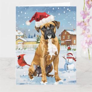 Carte Boxer Dog Winter Wonderland Noël Joie