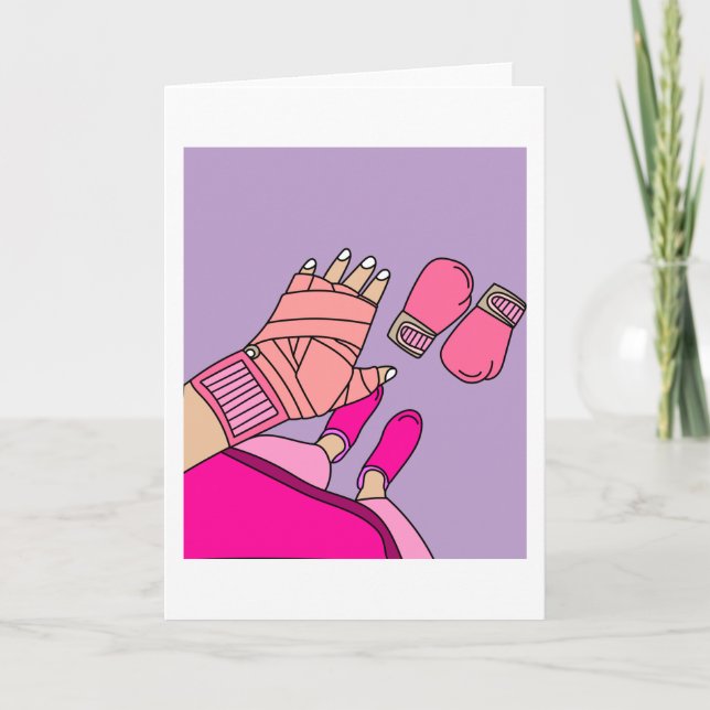 Carte Boxer Femme Boxer Retro Boxing Gants (Devant)