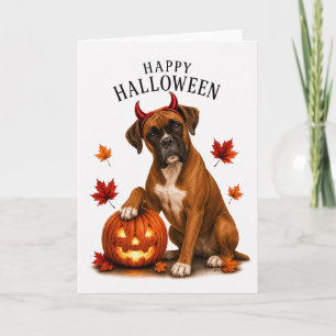 Carte Boxer Halloween Diable Chien
