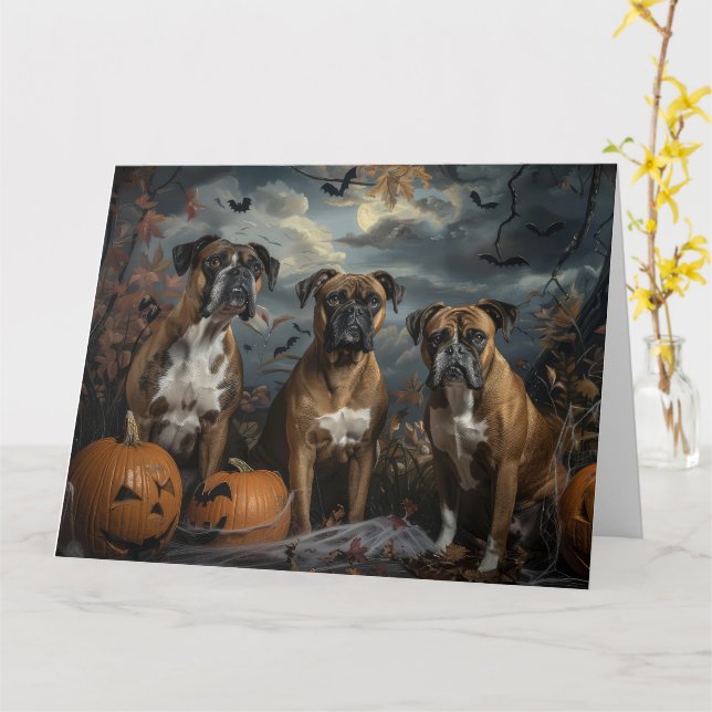 Carte Boxer Halloween Night Doggy Délice (Fleur jaune)