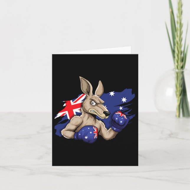 Carte Boxer Kangaroo Boxer Drapeau Australien Love Austr (Devant)