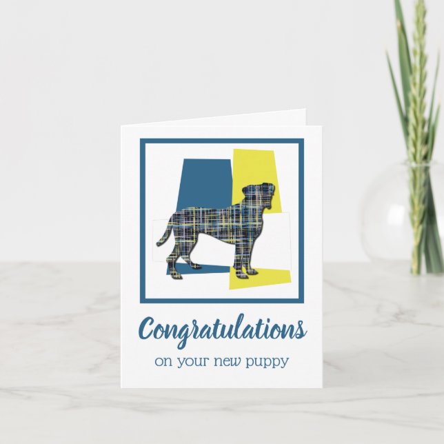 Carte Boxer Nouveau Chiot Félicitations Salutation (Devant)