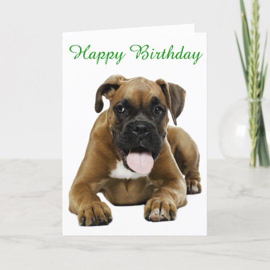 Carte Boxer Puppy Dog Happy Birthday Card Verse Zazzle Fr