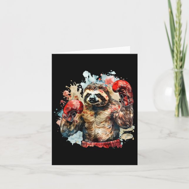 Carte Boxer Sloth Avec Gants De Boxe Kickboxing Funny Bo (Devant)