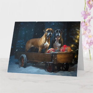 Carte Boxer Snowy Sleigh Décor de Noël