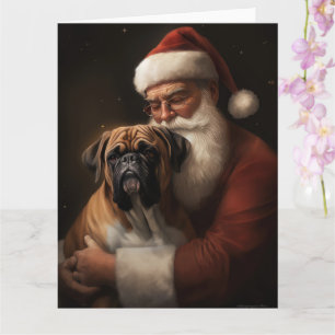 Carte Boxeur avec le Père Noël Fête de Noël