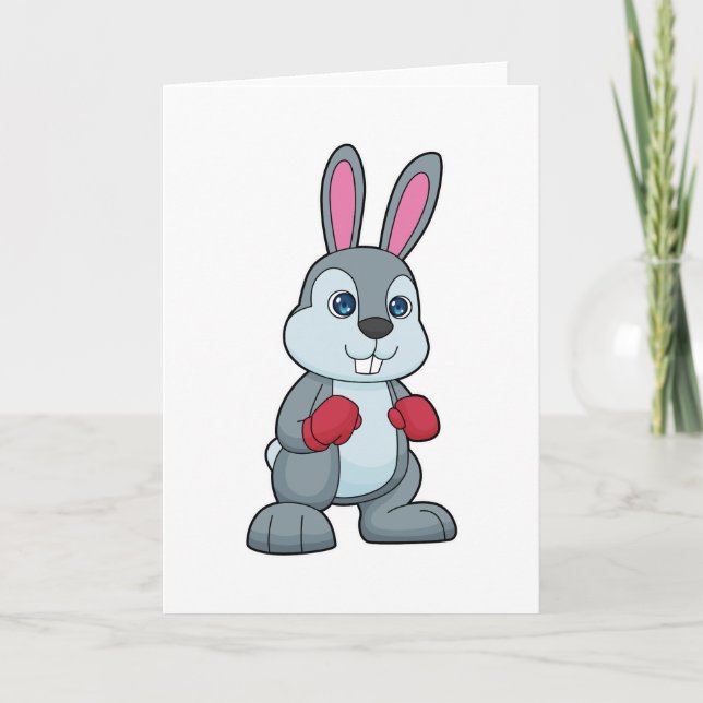 Carte Boxeur de lapin gants de boxe (Devant)