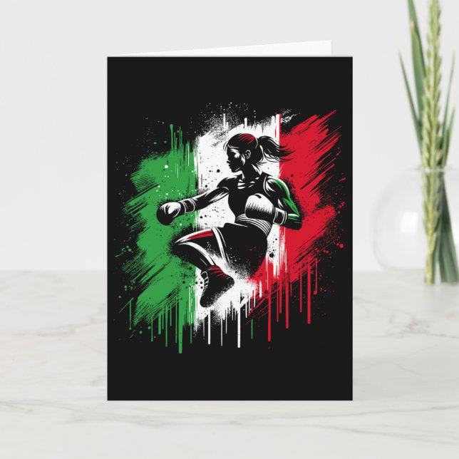 Carte Boxeuse italienne - Fille de kickboxing Italie  (Devant)