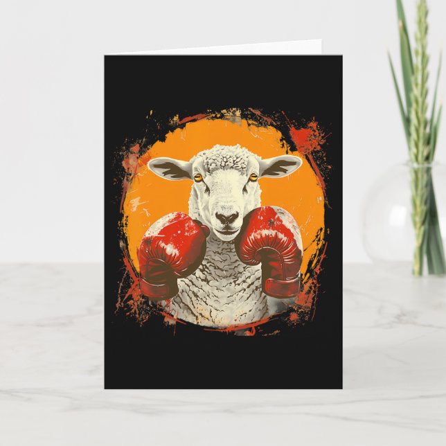 Carte Boxing Sheep With Boxing Gloves Kickboxing Funny B (Devant)