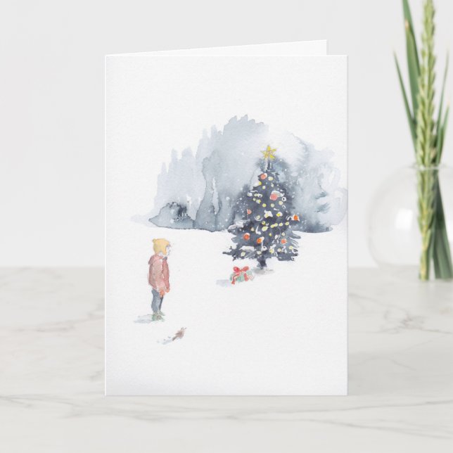 Carte Boy Discovers Tree Note Card (Devant)