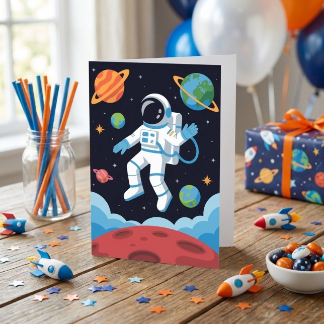 Carte Boy Outer Space Astronaut Birthday  (Créateur téléchargé)