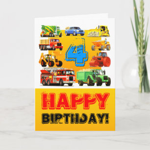 Carte Boy's Big Construction Truck 4e anniversaire