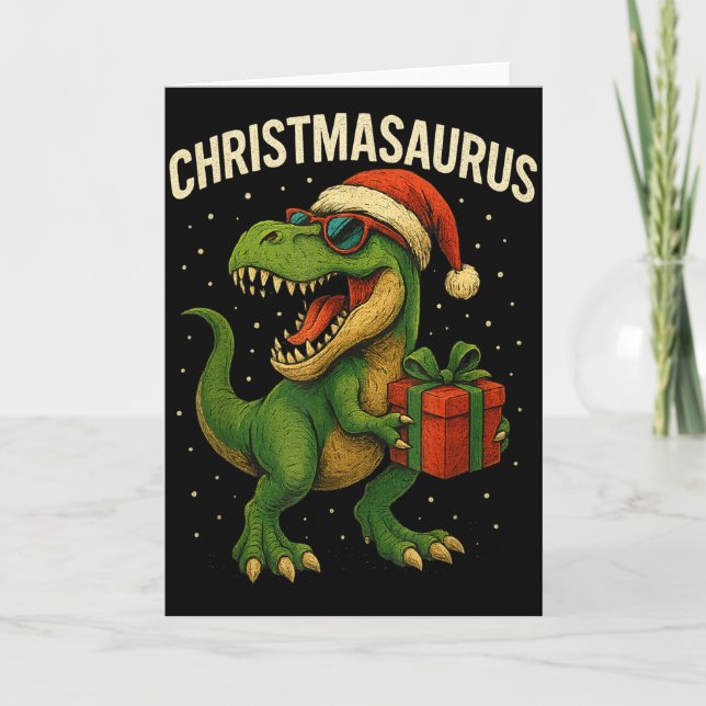Carte Boys Christmasaurus Christmas Dinosaur Dino Family (Devant)
