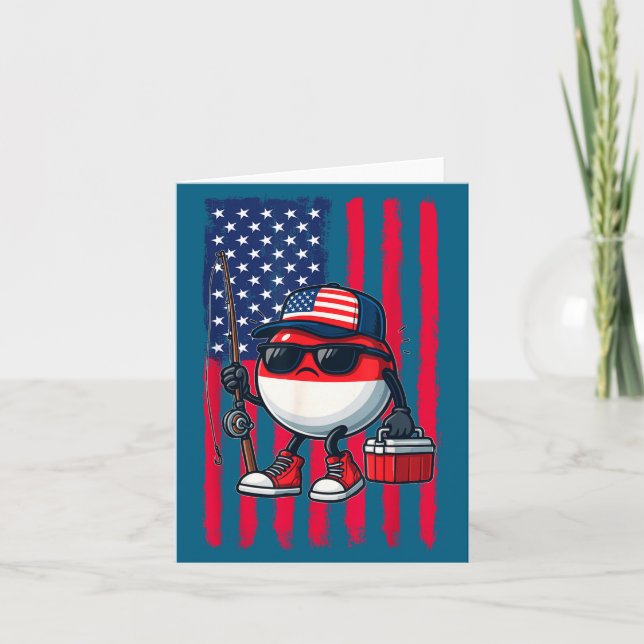 Carte Boys Fishing Rod American Flag Patriotic Fishing F (Devant)