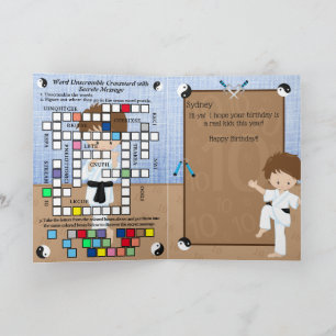 Carte Boys Fun Karate Secret Message Joyeux anniversaire