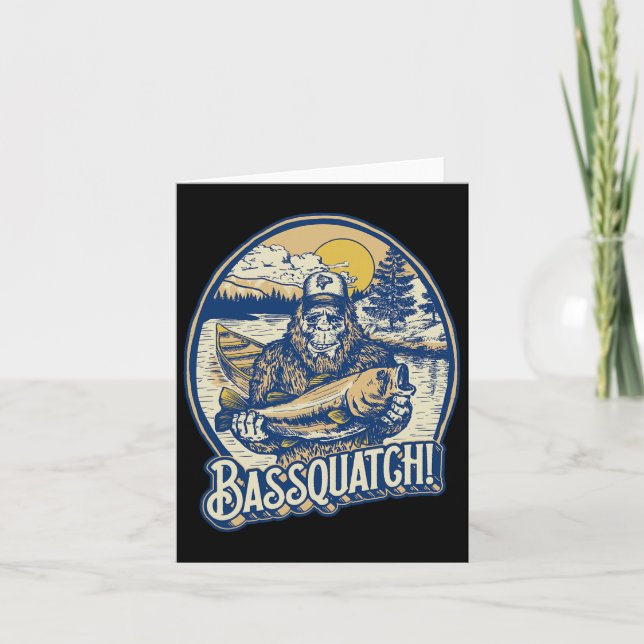 Carte Bquatch ! B Fisherman Sasquatch Funny Bigfoot Fish (Devant)
