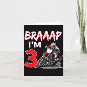 Carte Braaap 3 ans pilote de moto cross dirt 3ème