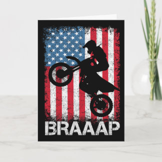 Carte Braaap Vintage Usa Tee Drapeau Américain Motocross