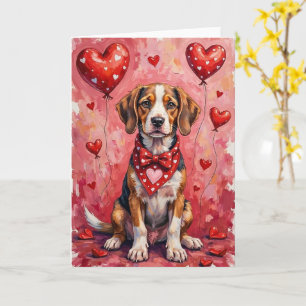 Carte Bracco Italiano Saint-Valentin Chien Assis avec de