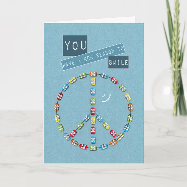 Carte Braces neuves Félicitations Paix Connexion Denim (Devant)