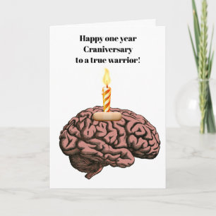 Carte Brain with candle band aid craniversary