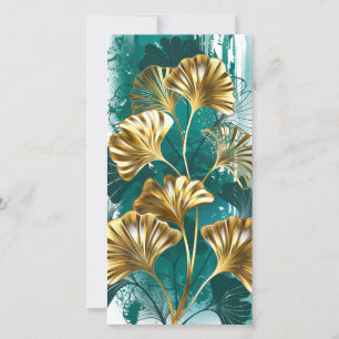 Carte Branche avec feuilles dorées Ginko Biloba