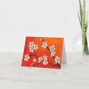 Carte Branche blanche en fleurs au printemps en guise de
