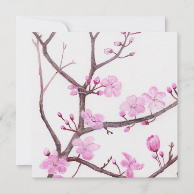Carte Branche d'arbre fleurissant avec des fleurs roses  (Devant)