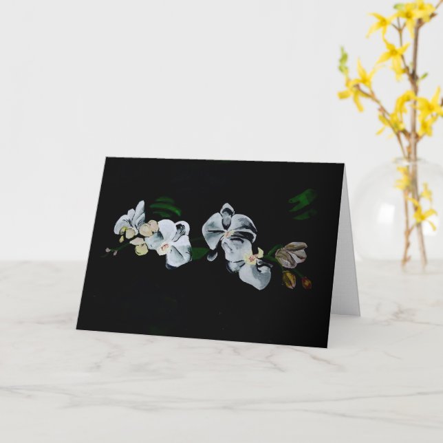 Carte Branche d'orchidées blanches (Fleur jaune)