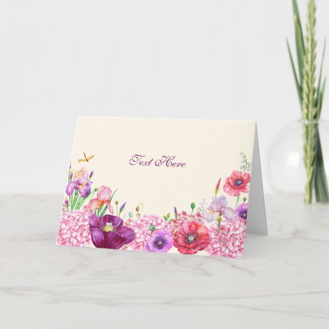 Carte Branche florale oiseau nature aquarelle  (Devant)