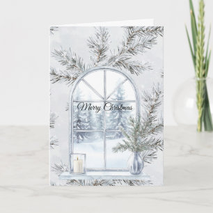 Carte Branches de Noël en argent Glam Fenêtre