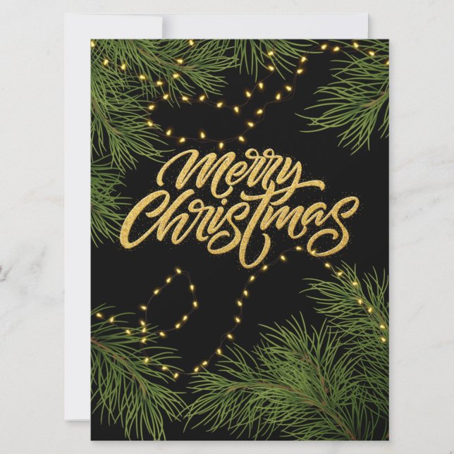 Carte Branches et lumières de Noël Evergreen Joyeux  (Devant)