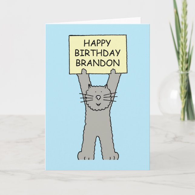 Carte Brandon Happy Birthday Cartoon Cat (Devant)