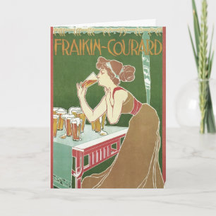 Carte Brasserie Fraikin-Courard Vintage Art Nouveau Bièr